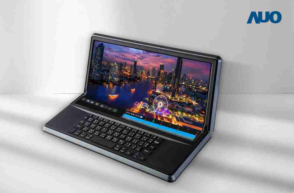 JDB电子14.6吋Micro LED折迭显示屏幕，，，搭配半径4mm的弯折绞炼，，，，以及高画素、、高亮度、、、、高对比度的显示技术特点，，即便在大视角下仍保有绝佳色相与亮度