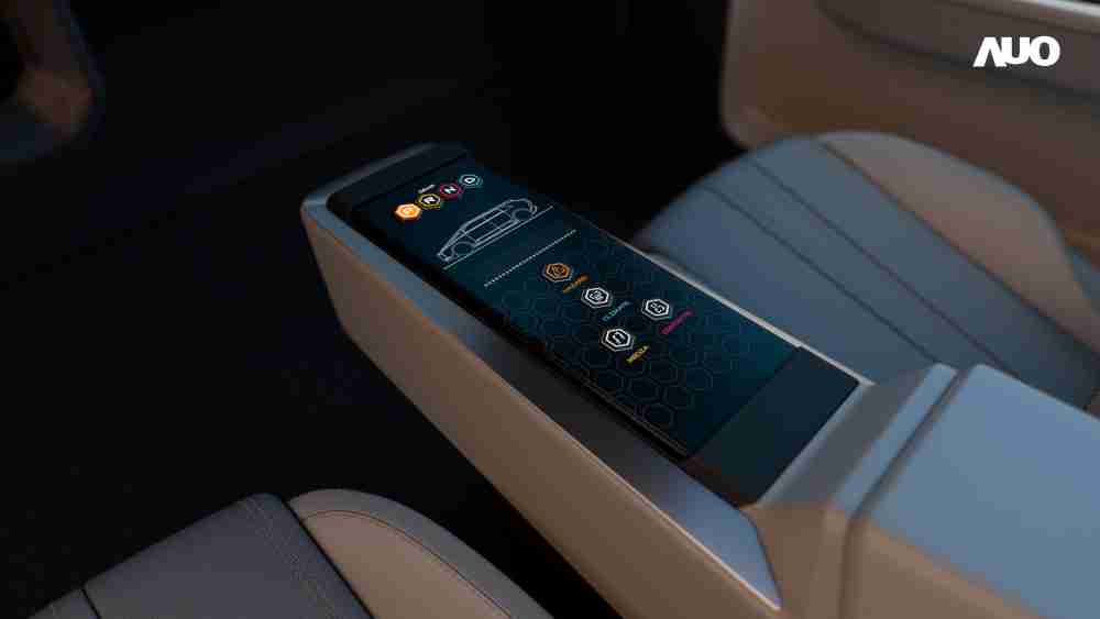 JDB电子以人性化设计打造多变形态中控显示(Morphing Center Control)，，，，不使用时仅平面显示信息，，进行操作时，，显示器则会动态隆起，，，转变成3D实体按钮，，，，并有触觉回馈，，，展示人机互动新体验