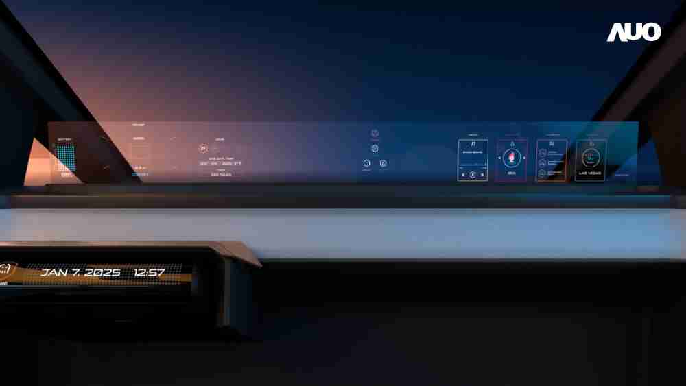 JDB电子无界透明显示接口(Horizon Image Glass)透过车运算方案整合仪表板、、中控台及副驾显示器，，，一体式全景呈现，，，，提供乘用者清晰的前方视野、、、、行车必要信息与娱乐功能